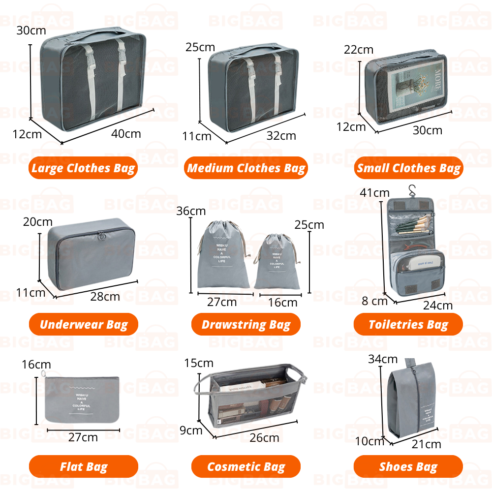 7/8/9/10 In 1 Set Travel Organizer Bag