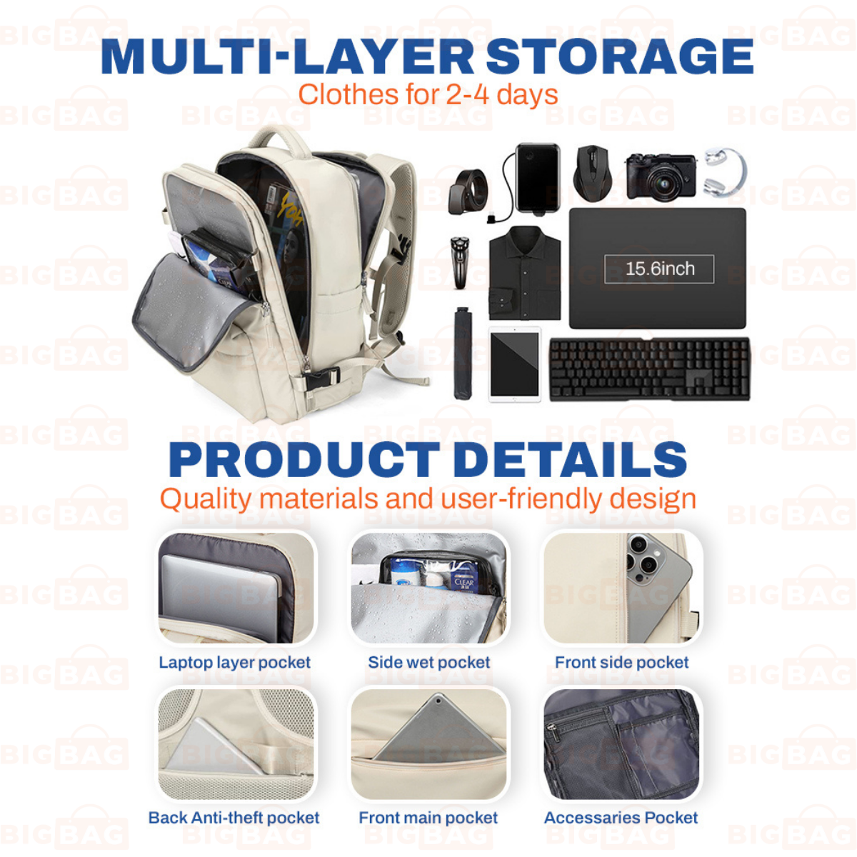 Multi Compartment Laptop Backpack