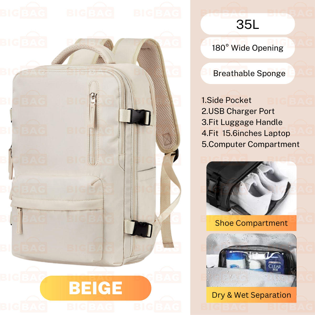 Multi Compartment Laptop Backpack