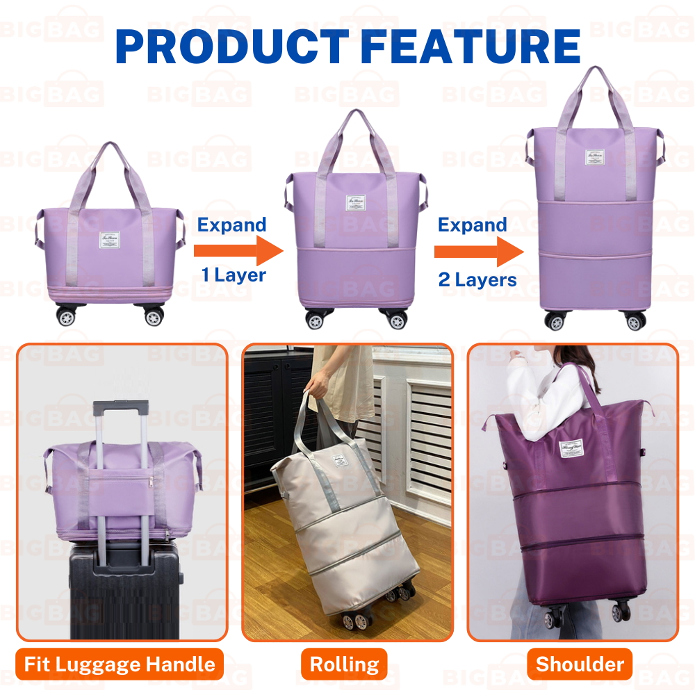 60L Expandable Bag With Wheels