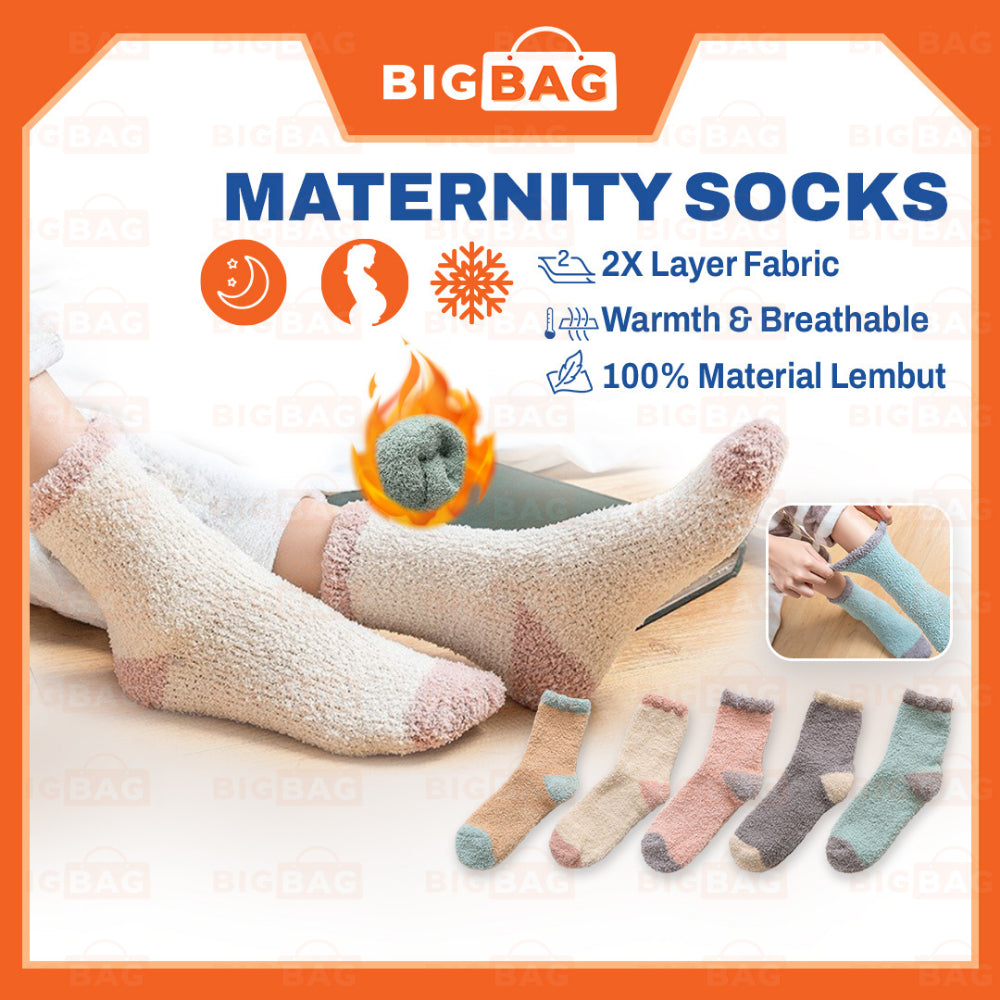 Maternity Socks Stokin Pantang Ibu Bersalin Stokin Tebal Perempuan Stocking Woman Fluffy Socks Winter Socks 月子袜